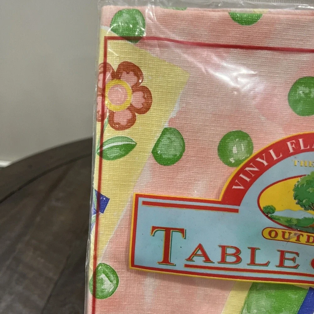 Vintage Pink Flower Retro Vinyl Tablecloth Flannel Backed 52 X 52 Best Home Dots